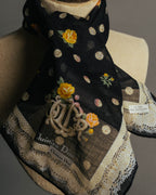 “Christian Dior” 90’s-00’s Romantic dot floral handkerchief scarf
