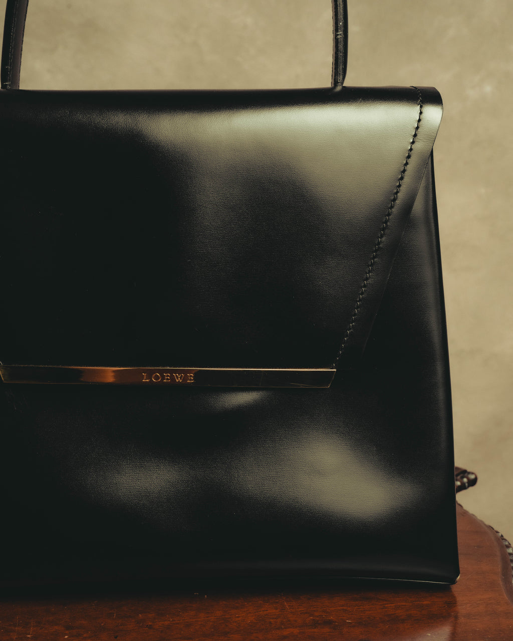 "LOEWE" 80's-90's Structured top-handle shoulder bag