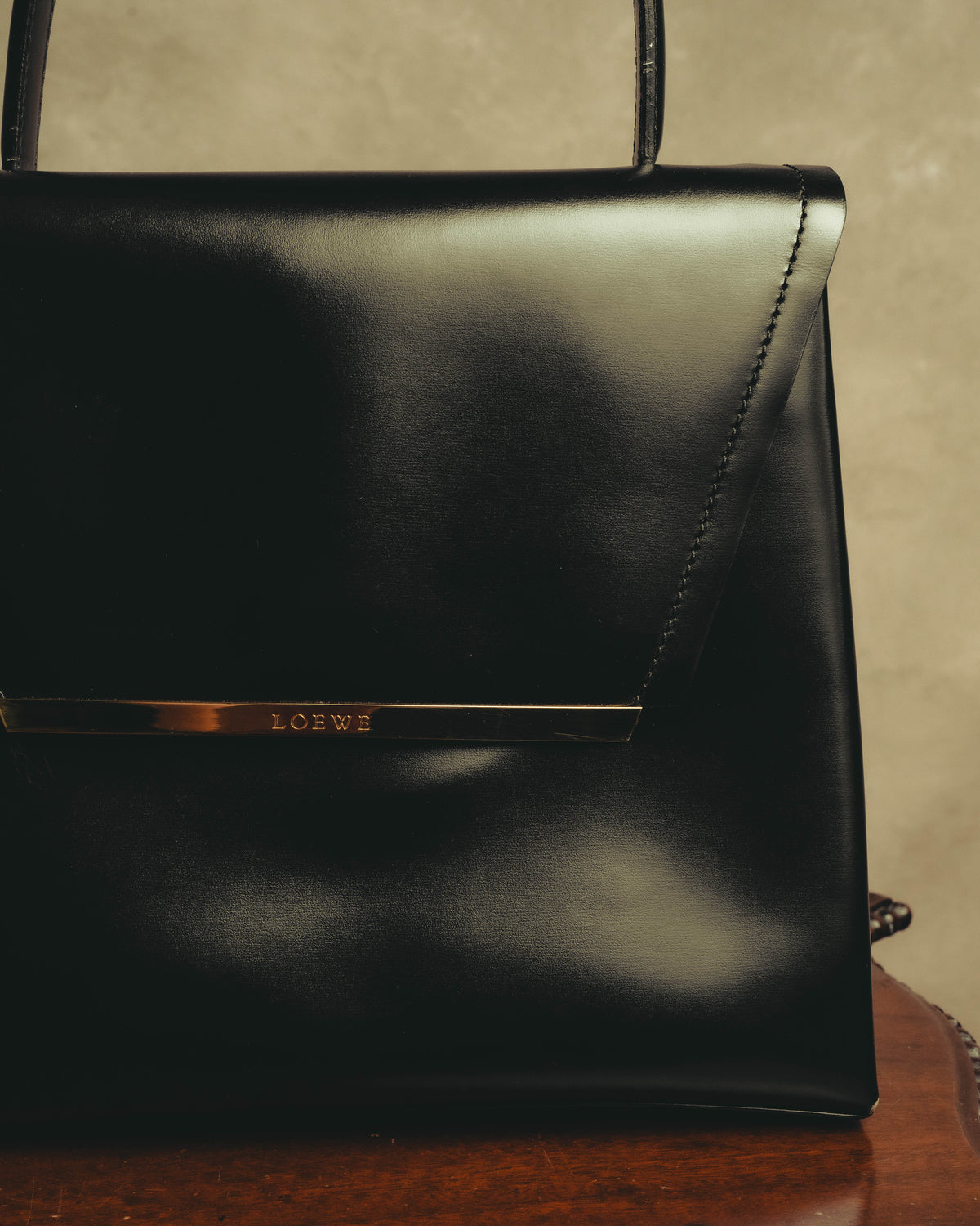 "LOEWE" 80's-90's Structured top-handle shoulder bag