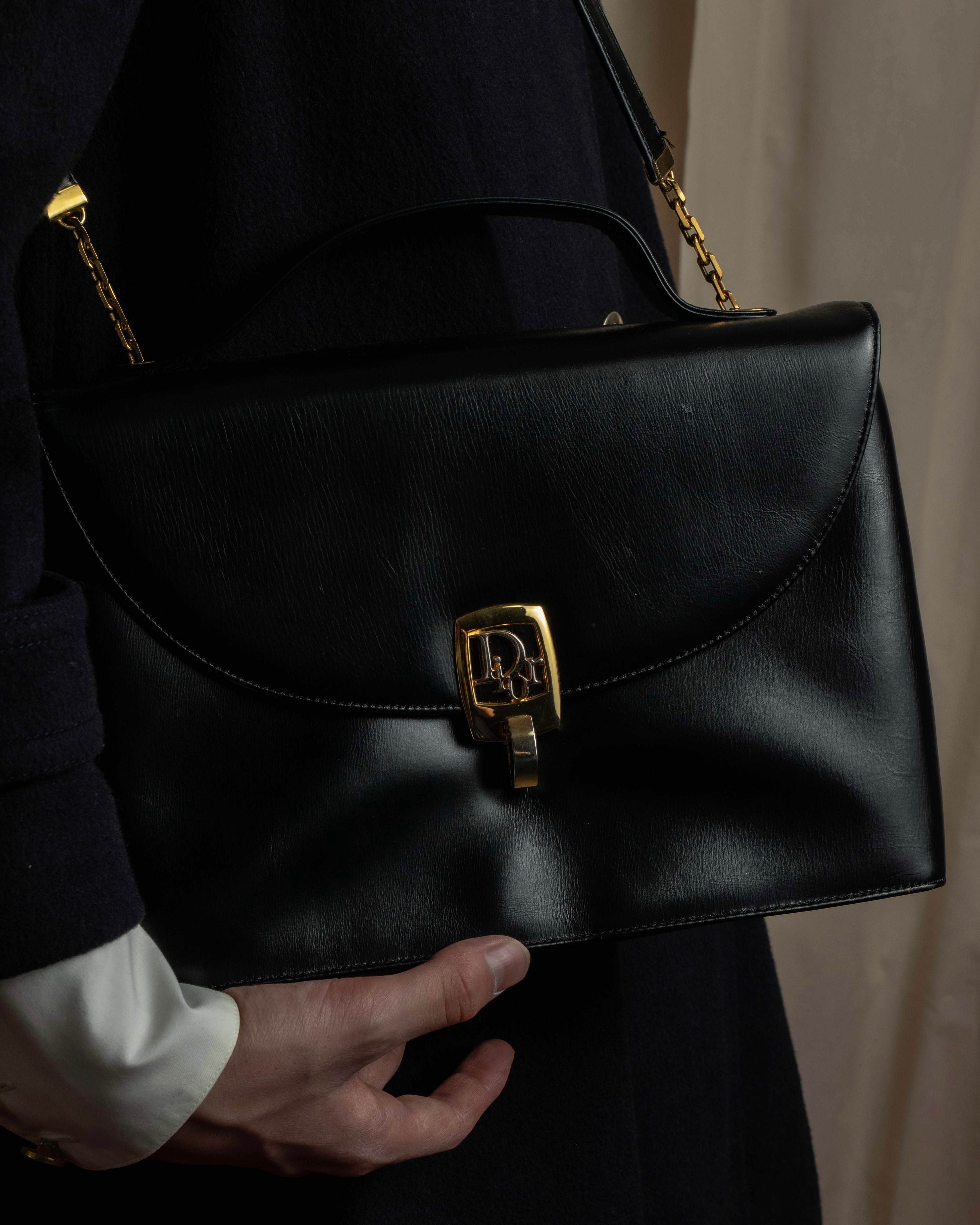 "Christian Dior" Logo clasp design 2way leather bag