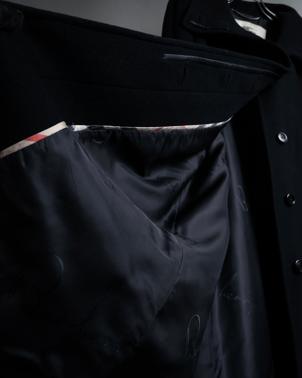 "BURBERRY" Belted design stand collar cashmere mix long coat