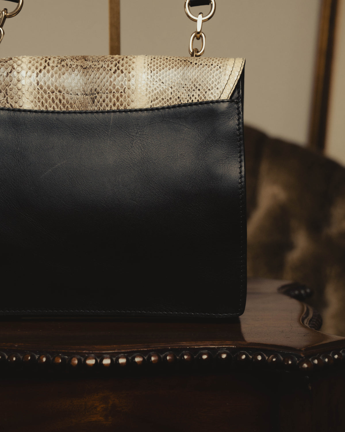 “Max Mara” Late 90’s-early 00’s exotic leather flap chain bag