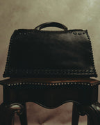 -SPECIAL- “FENDI” 80’s-90’s Coat of arms embossed whipstitched leather handbag