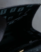 "YVES SAINT LAURENT" Braided stitch design crocodile embossed leather one-handle bag