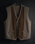 "Christian Dior" 90’s cable knit＆suede panel vest