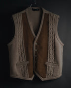 "Christian Dior" 90’s cable knit＆suede panel vest