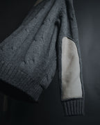 "H953" Shearling-collared cable-knit jacket