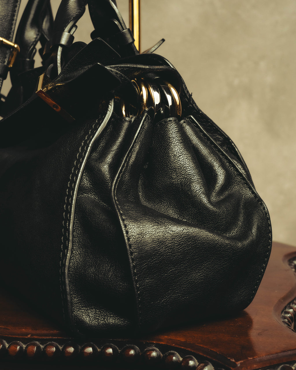 "Chloé" 00's Textured leather satchel bag