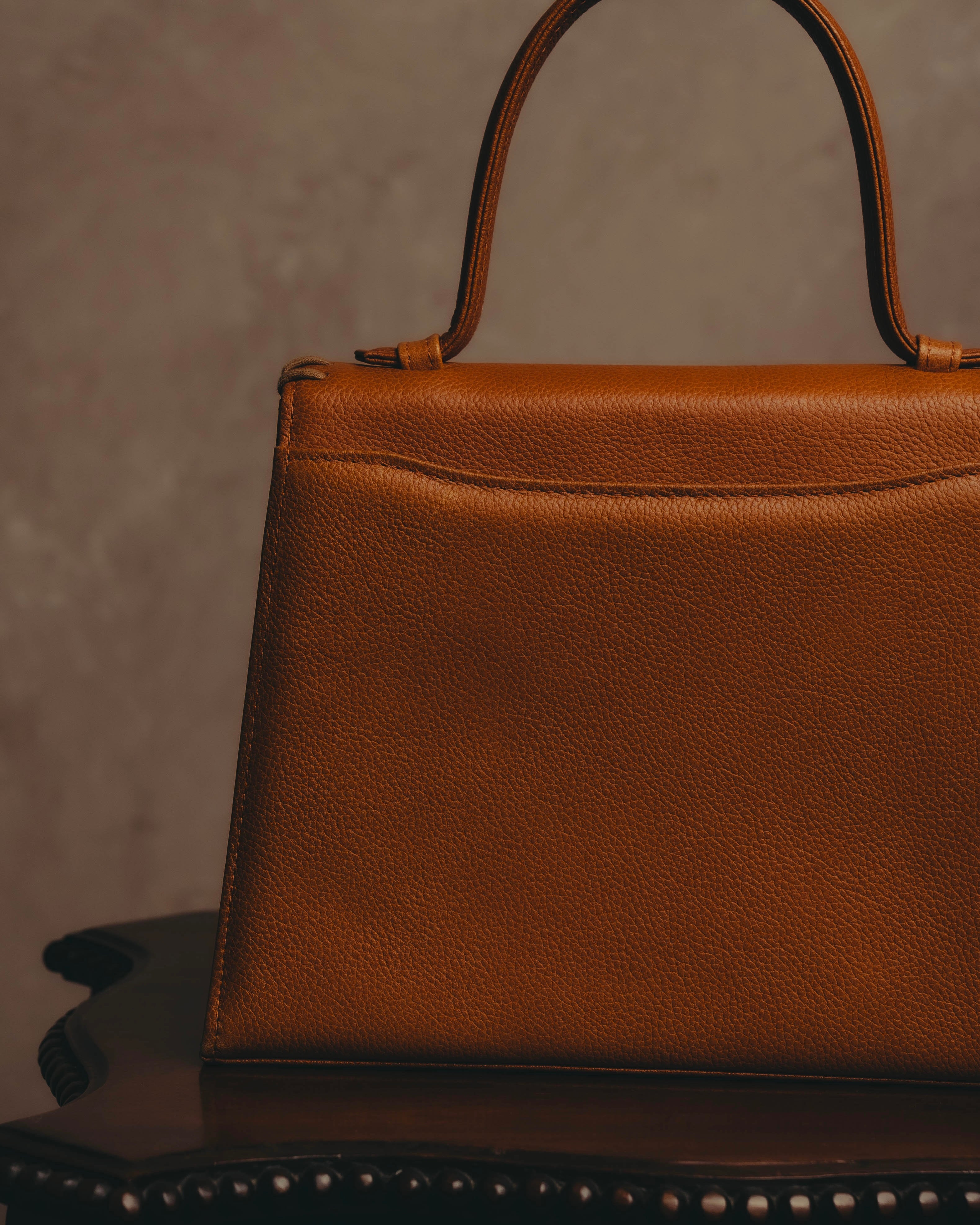 "Yves Saint Laurent" 70's-80's Cognac leather top handle bag