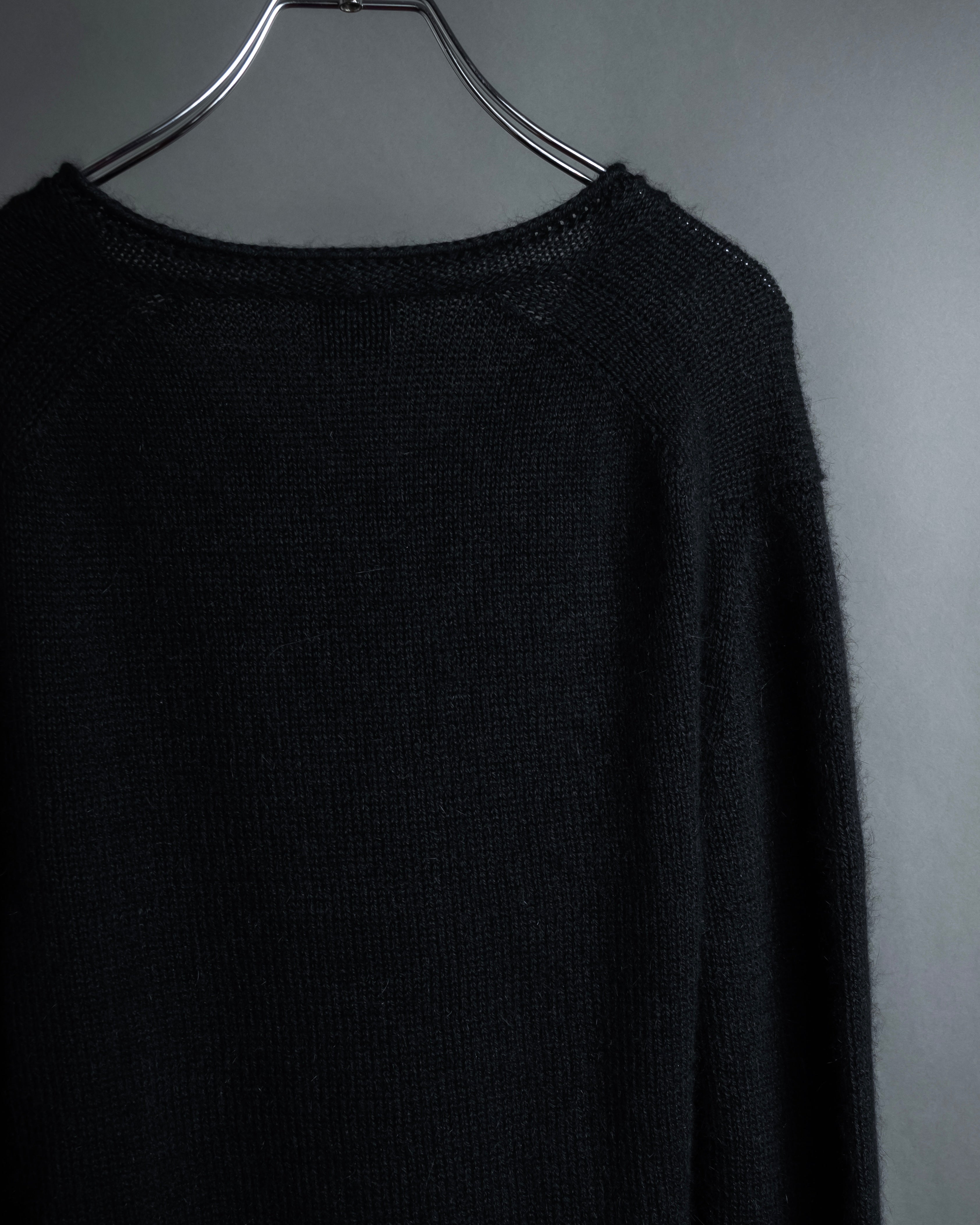 "GUCCI" Silky mix angora V-neck knit pullover