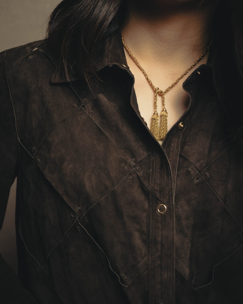 -SPECIAL- “BOTTEGA VENETA” 80’s-90’s Intrecciato suede leather shirt