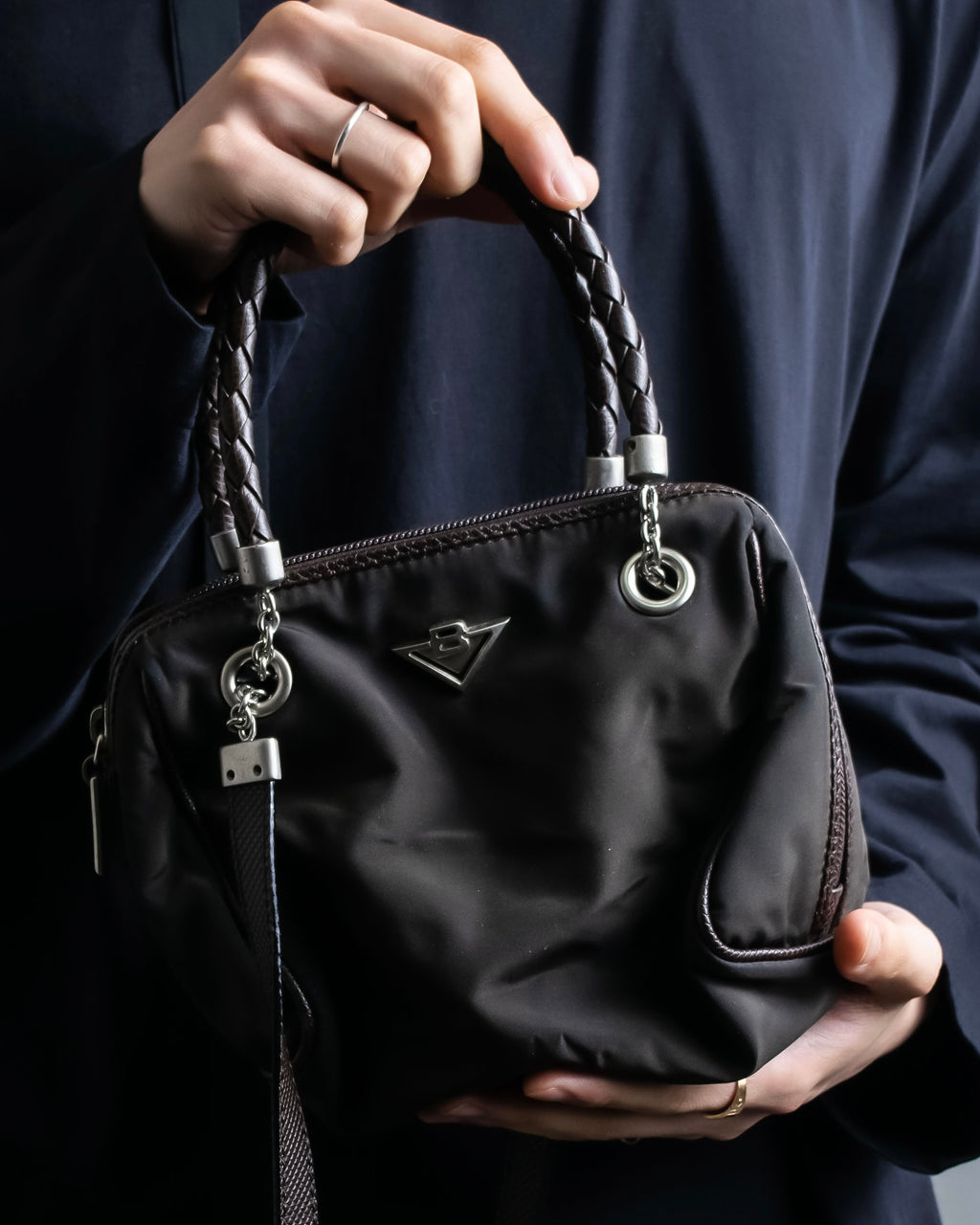 "BOTTEGA VENETA" 2way logo plate nylon bag