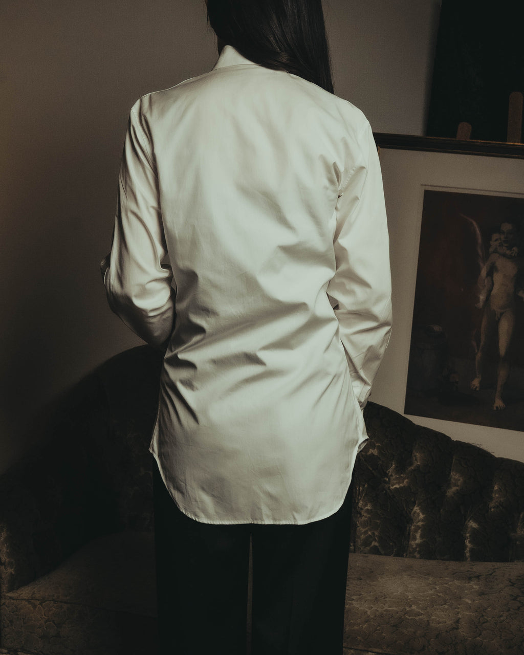 -SPECIAL- "Dior" 10's-20's Sculptural cord embellished concealed placket long sleeve dress shirt