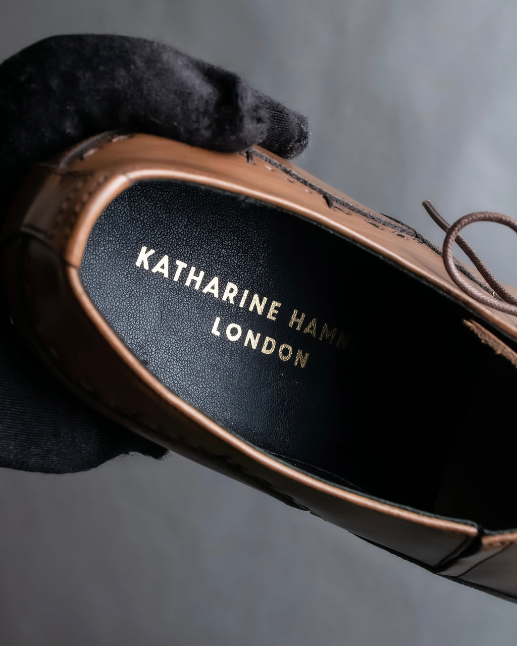 "KATHARINE HAMNETT" Perforated square toe lace-up leather shoes