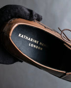 "KATHARINE HAMNETT" Perforated square toe lace-up leather shoes