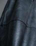 "MM6" Synthetic Leather Cut-Out Design Shorts