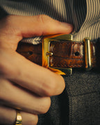 -SPECIAL- “LOEWE” 80’s-90’s Crocodile pattern anagram leather belt