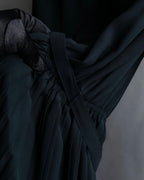 "SOANA" Bowtie belted design long black dress