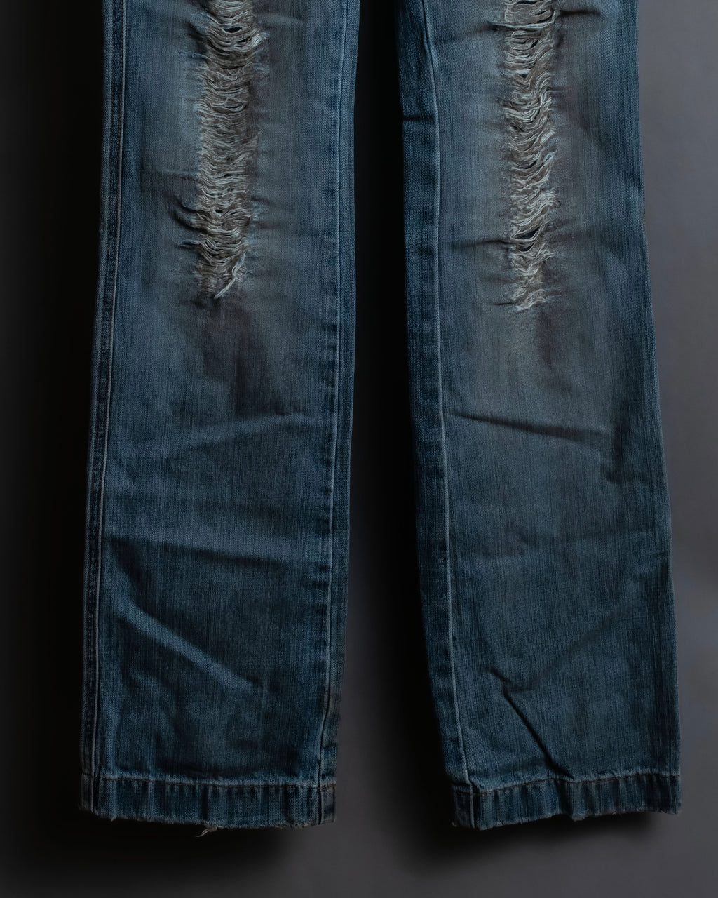 "Dolce & Gabbana" Gold zip detail distressed straight denim