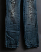 "Dolce & Gabbana" Gold zip detail distressed straight denim