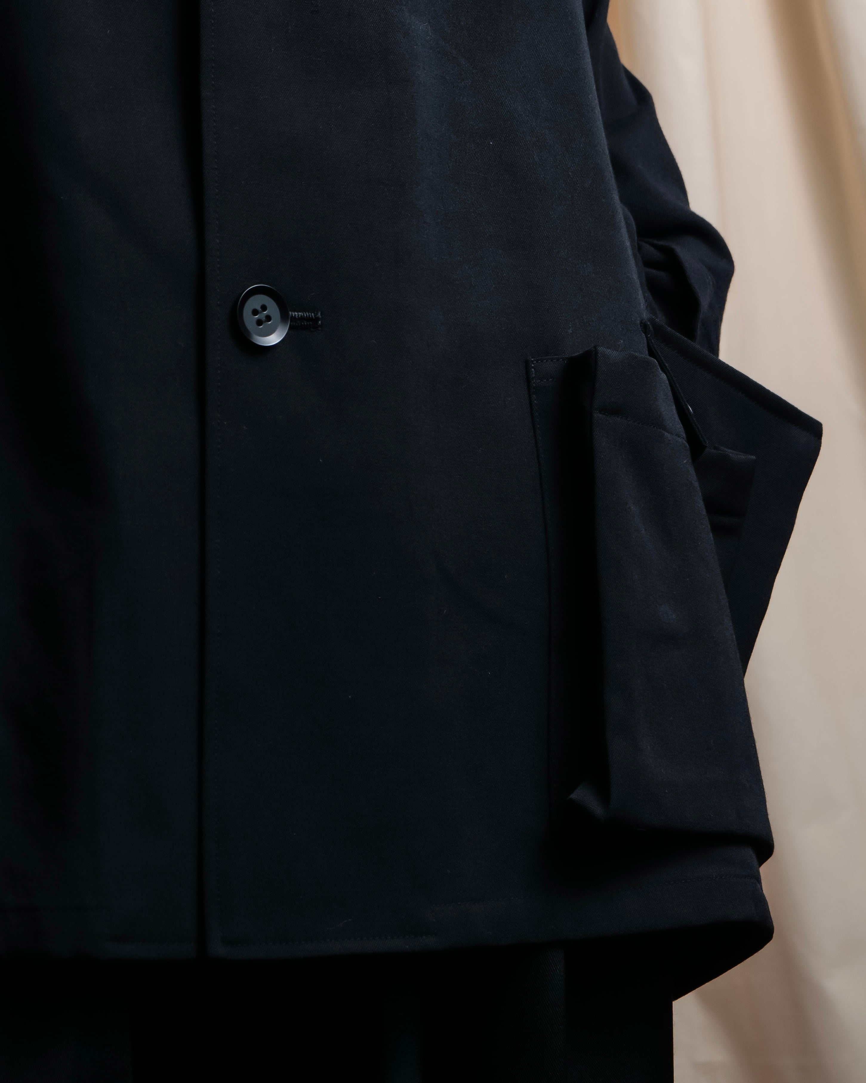 "YOHJI YAMAMOTO +NOIR" 21SS Drape panel design oversized shirt jacket