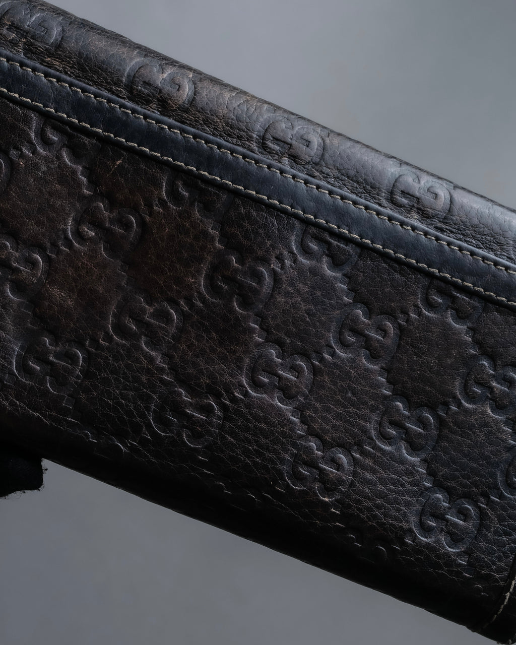 "GUCCI" GG mark embossed leather horsebit long wallet