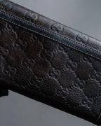 "GUCCI" GG mark embossed leather horsebit long wallet