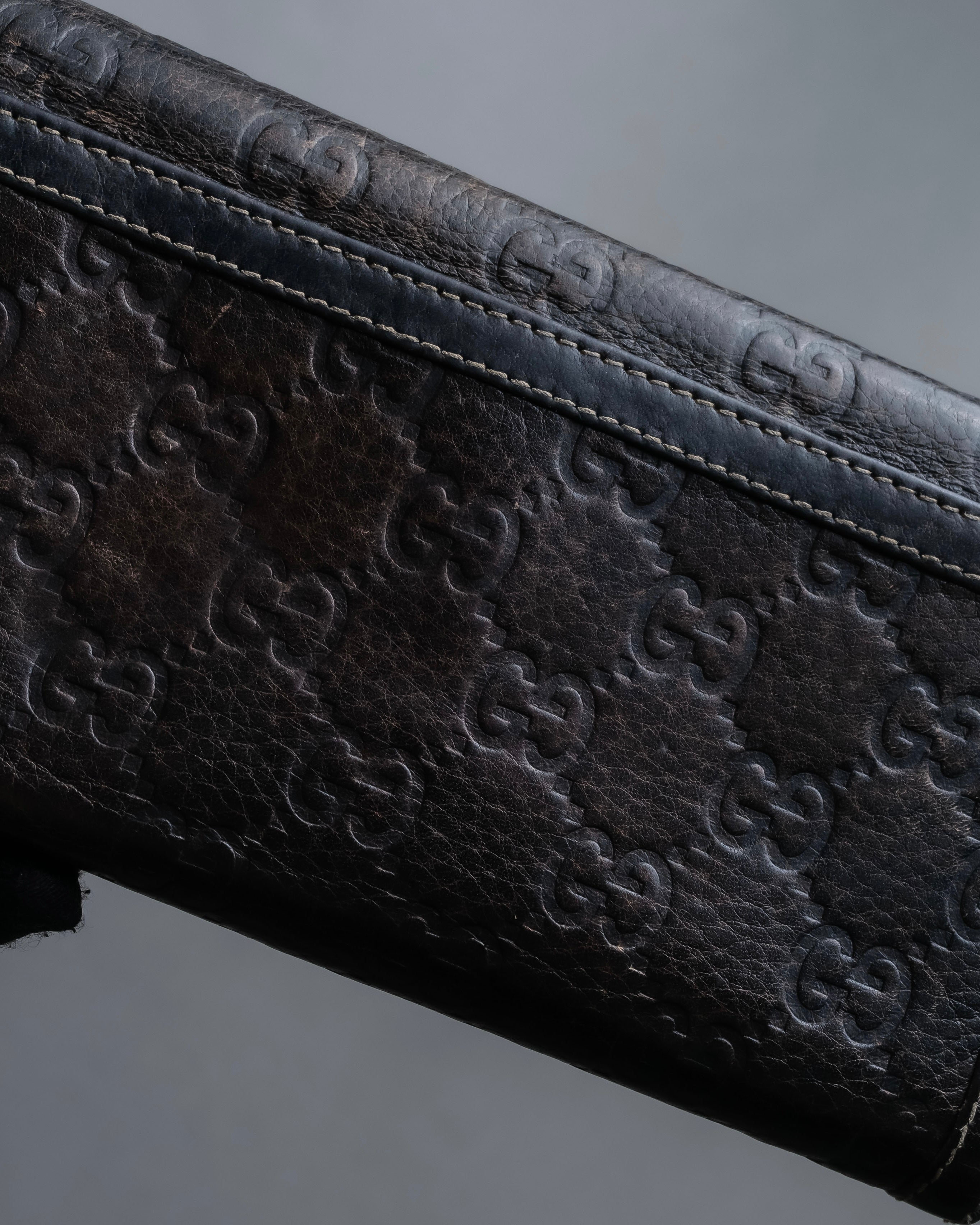 "GUCCI" GG mark embossed leather horsebit long wallet