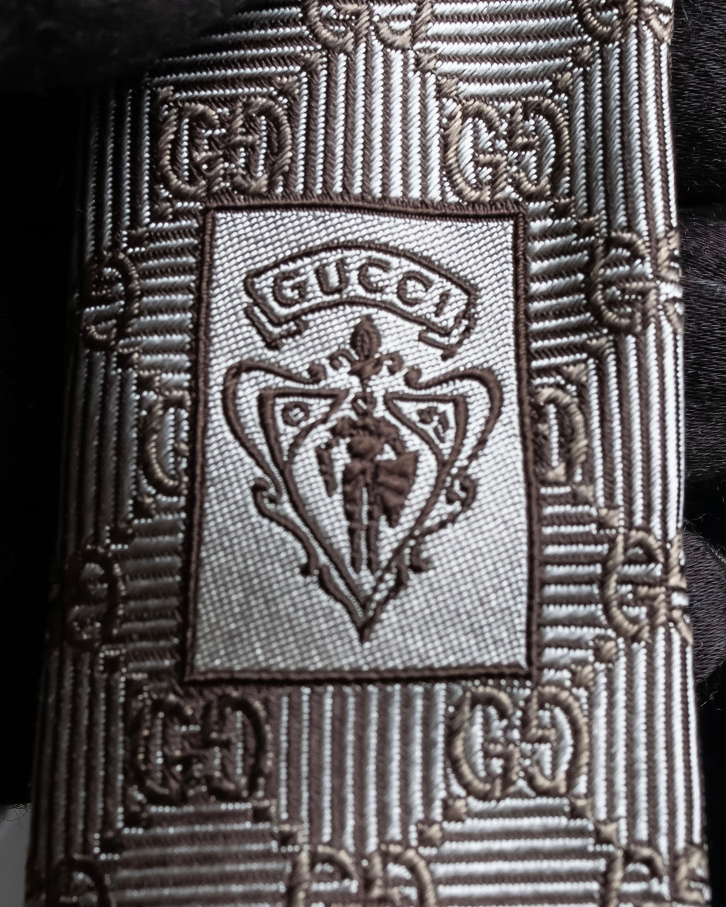 "GUCCI" GG pattern jacquard weave neck tie