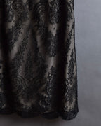 "VALENTINO" Lace layered ribbon design sleeveless dress