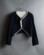 "LIMI feu" Cleric design inverted V-shaped hem short length jacket