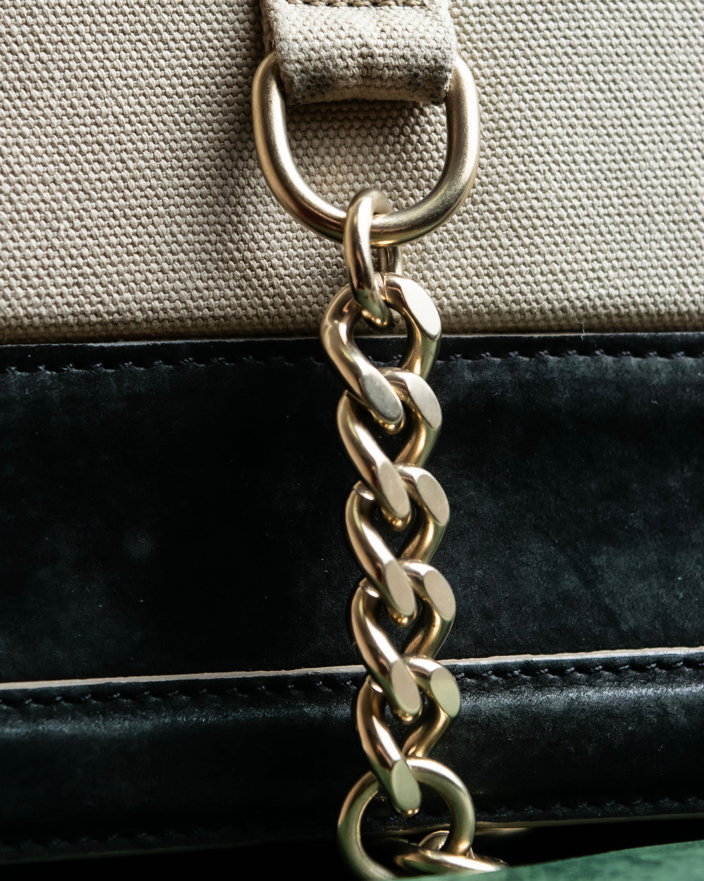 "Chloe" Leather &amp; canvas combination design chain crossbody bag