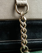 "Chloe" Leather &amp; canvas combination design chain crossbody bag