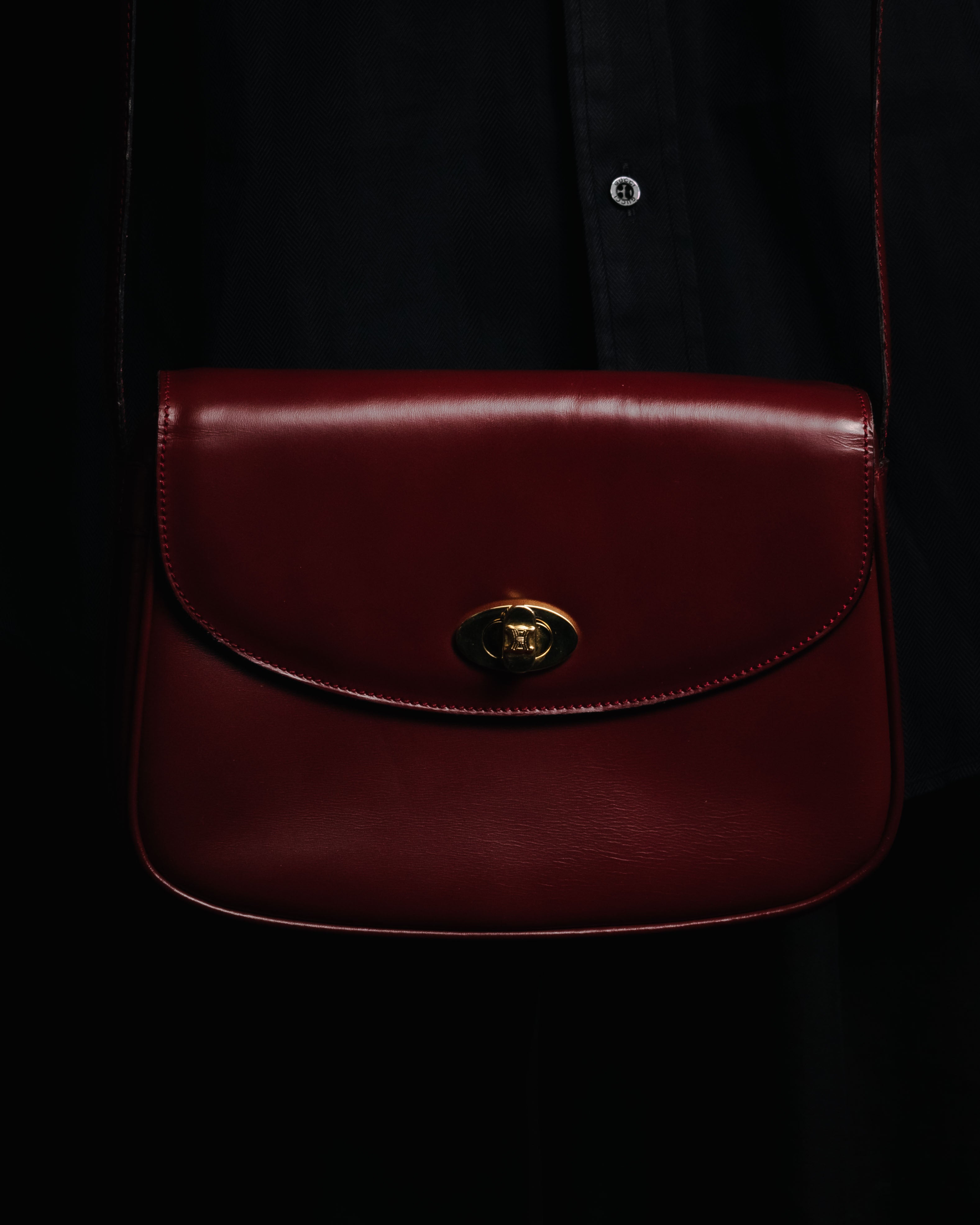 "CELINE" 2019-22 Heritage turn-lock box calf shoulder bag