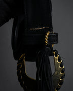 "Salvatore Ferragamo" Signature sculptural buckle suede leather belt