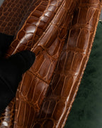 "Franco Parmiggiani" Turn lock design crocodile texture hand bag