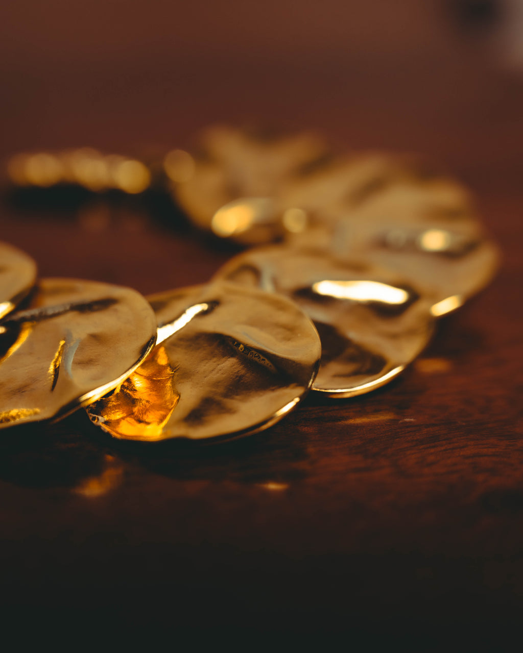 -SPECIAL- “Yves Saint Laurent” 80’s-90’s Hammered gold coin link bracelet