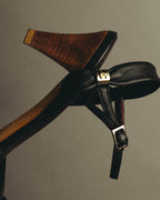 "CHANEL" 90's-00's Bow leather ankle strap sandals
