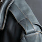 "VANSON" Out pocket design ribbed leather jacket