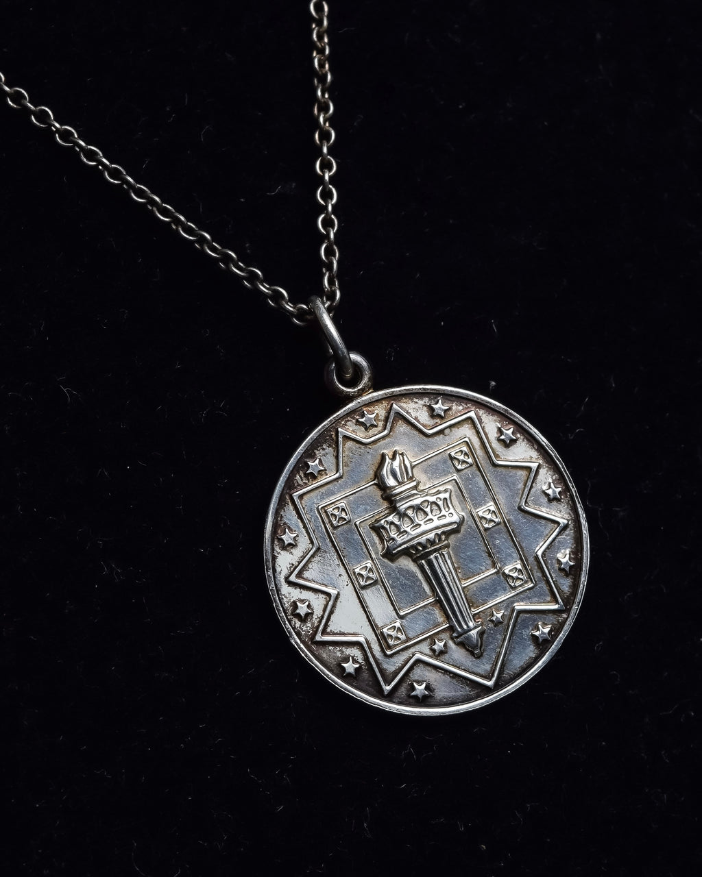 "Tiffany&Co" Olympic torch motif sterling silver necklace