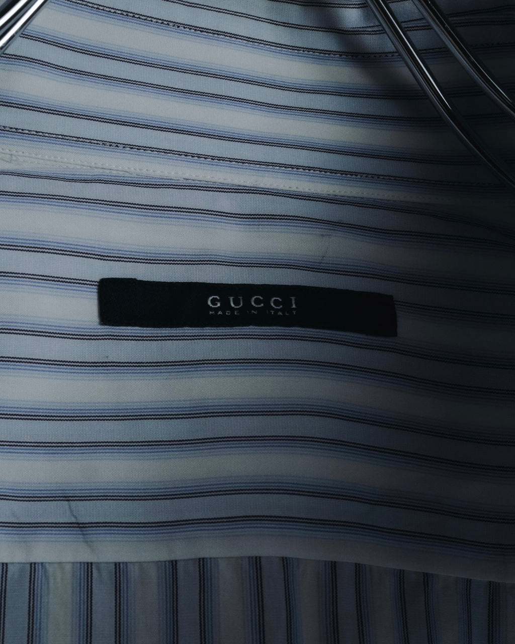 "GUCCI" Striped Spread Collar Shirt with Contrast Cuffs