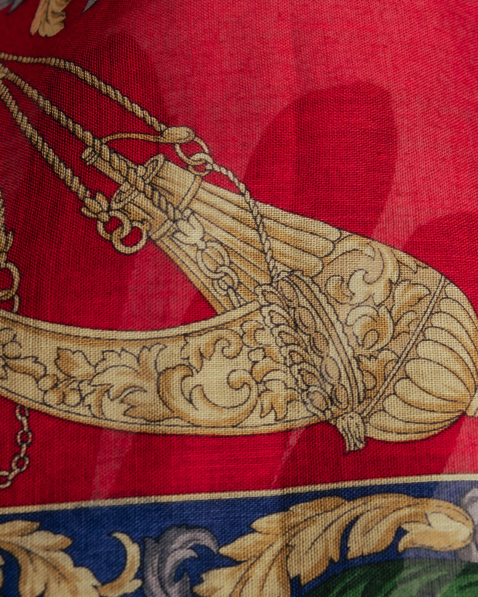 “CELINE” 80’s-90’s Baroque carriage motif mini scarf