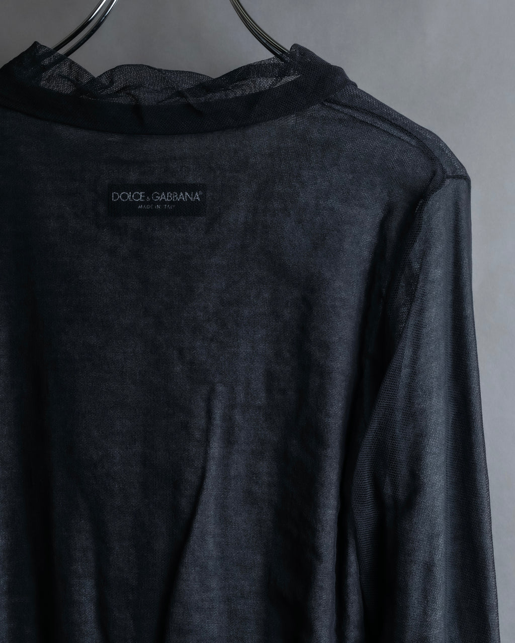 "DOLCE & GABBANA" Sheer layered V-neck grey knit