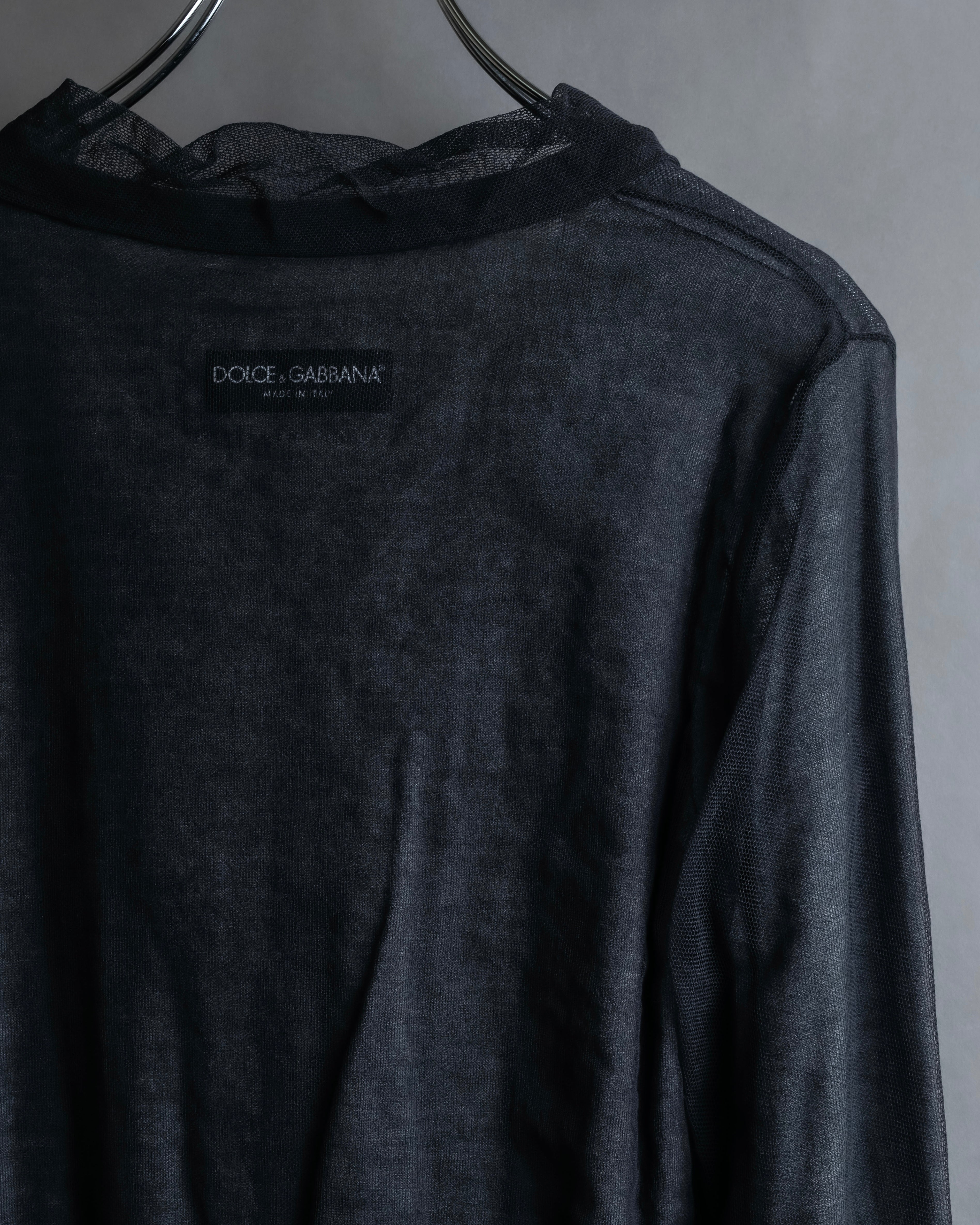 "DOLCE & GABBANA" Sheer layered V-neck grey knit