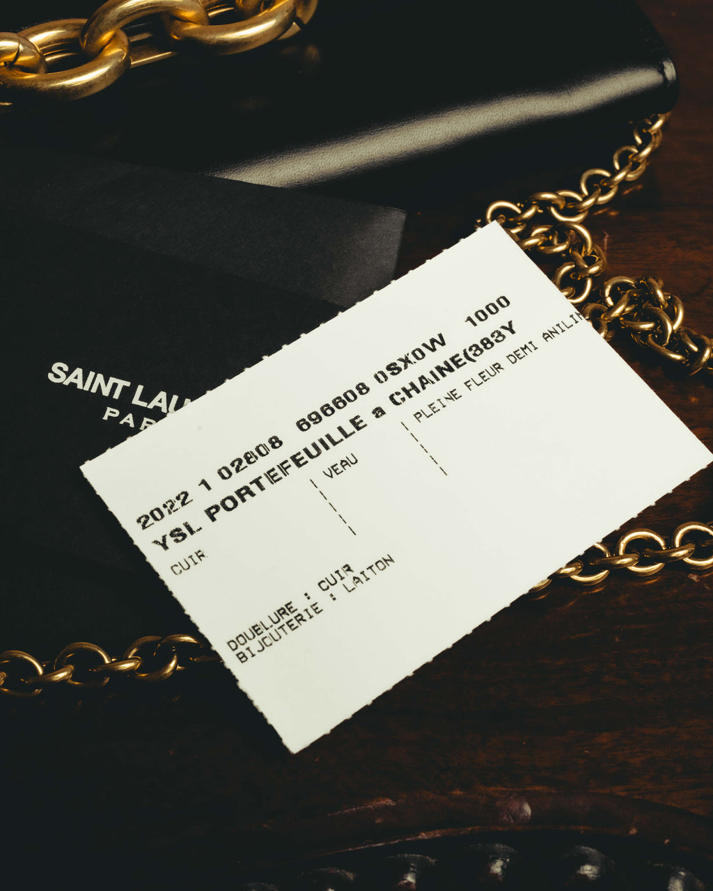 -SPECIAL- “Saint Laurent” 20’s Le Maillon smooth leather chain wallet