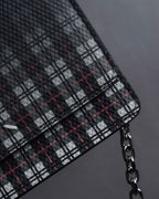 "MAISON MARGIELA" Check pattern gradient design chain shoulder leather wallet bag