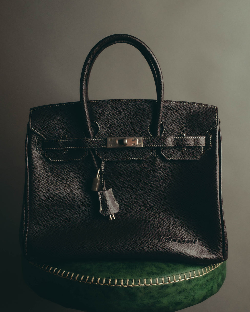 "Yves Saint Laurent" 90's-00's Classic textured leather structured top handle bag