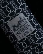 "HERMES" Chain motif silk necktie
