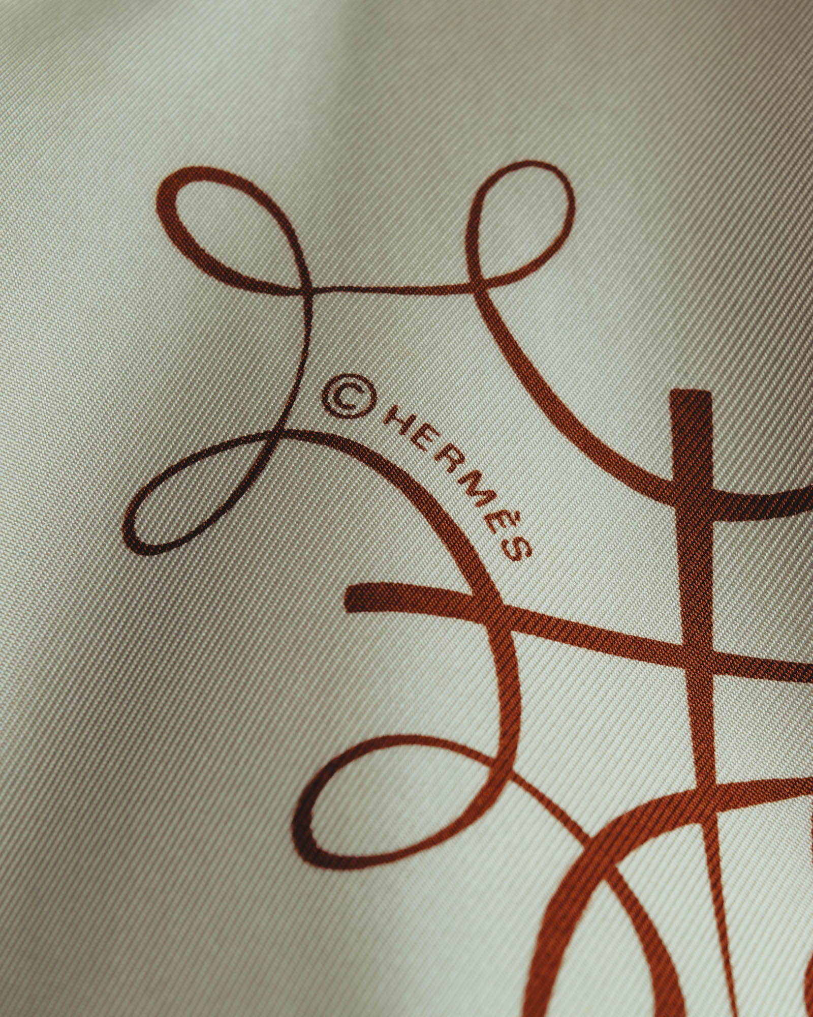 "Hermès" 90's Calligraphy print silk scarf