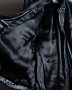 "Claude Montana" Drawcord detail stand-up collar leather blouson